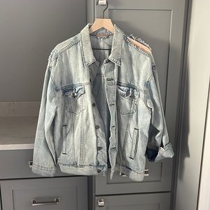 Customized Free People distressed jean jacket